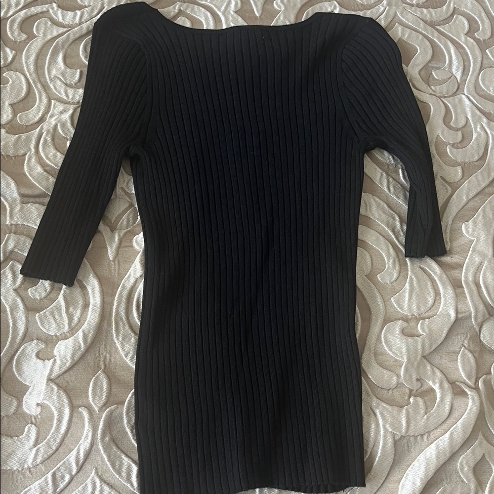 Express Black Ribbed Knit Top - Picture 3 of 4